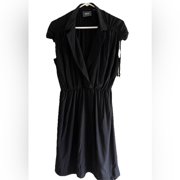 Anthropologie Maeve Carlotta Ruched Shirt Dress Black Sun dress sundress Size S - Picture 2 of 4